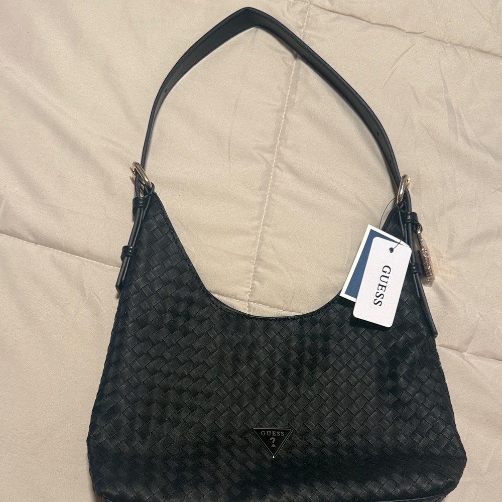 Guess Black Woven Shoulder Bag
